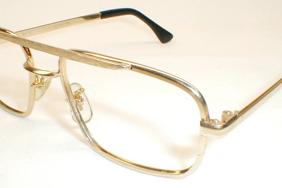 Mens Vintage Eyeglasses, Gold Large 1970s Aviator Eye Glasses Optical