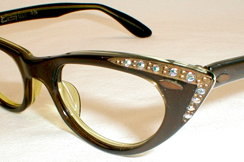 Vintage Women S Swan Optical Eyeglasses Gold Cats Eye Frames